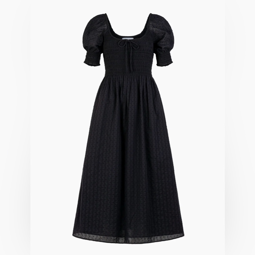 NWT Hill House Home The Madeline Nap Dress in Black Linear Swiss Dot Size XS XXL